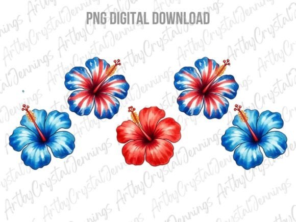 Download Patriotic Hibiscus Flower Clipart PNG - Hibiscus Collection