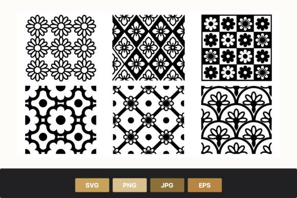 Download Black White Floral Pattern Set - Premium Resources