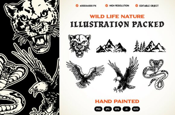 Download Wild Life Nature Illustrations Packed - Illustration Collection