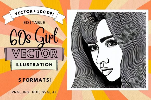 Download 60s Girl Illustration Wall Art Vintage - Illustration Collection