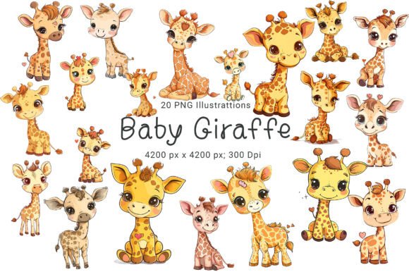 Download Safari Tots - Cute Giraffe Illustrations - Illustration Collection