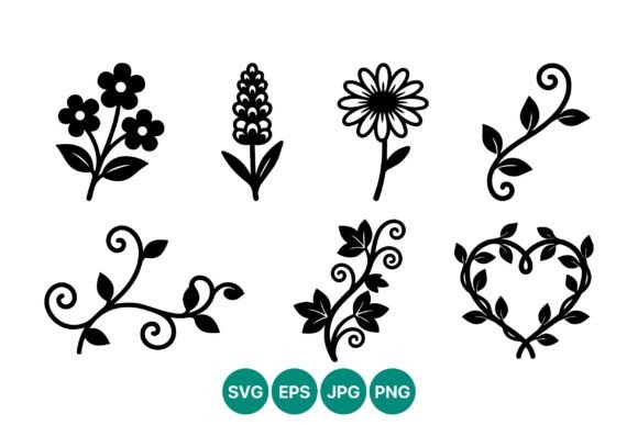 Download Black and White Floral Vine Elements - Premium Bundle