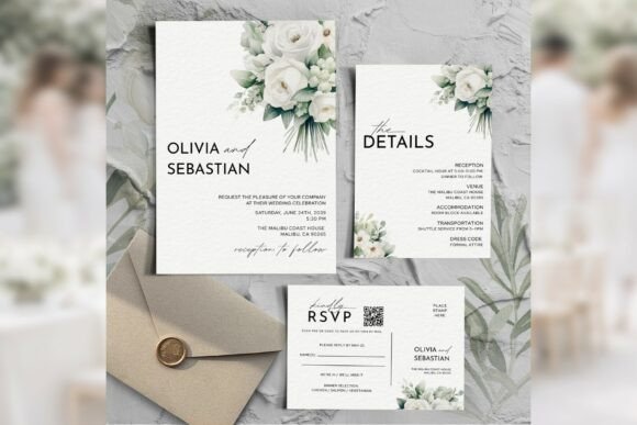 Download White Floral Invitation Suite Bd012 - White floral Collection