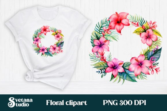 Download Hibiscus Flower Wreath Clipart PNG - Hibiscus Collection