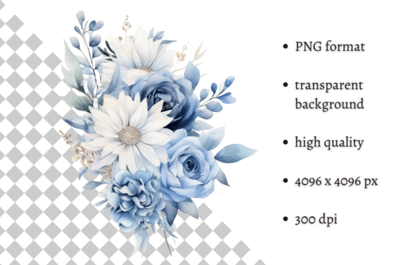 Download Dusty Blue Flowers PNG Illustration - Illustration Collection