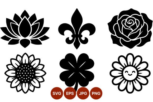 Download Black and White Floral Vector Icons Set - White floral Collection
